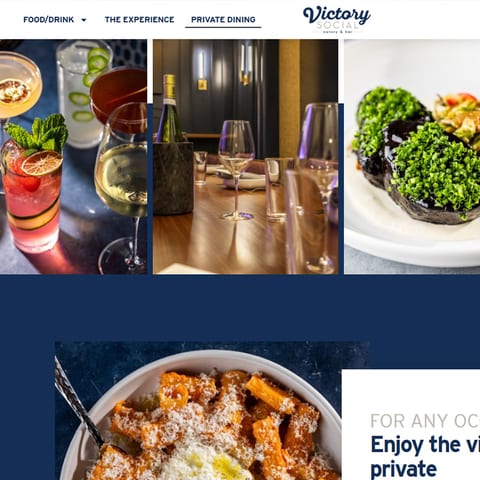 The Victory Social website home page.